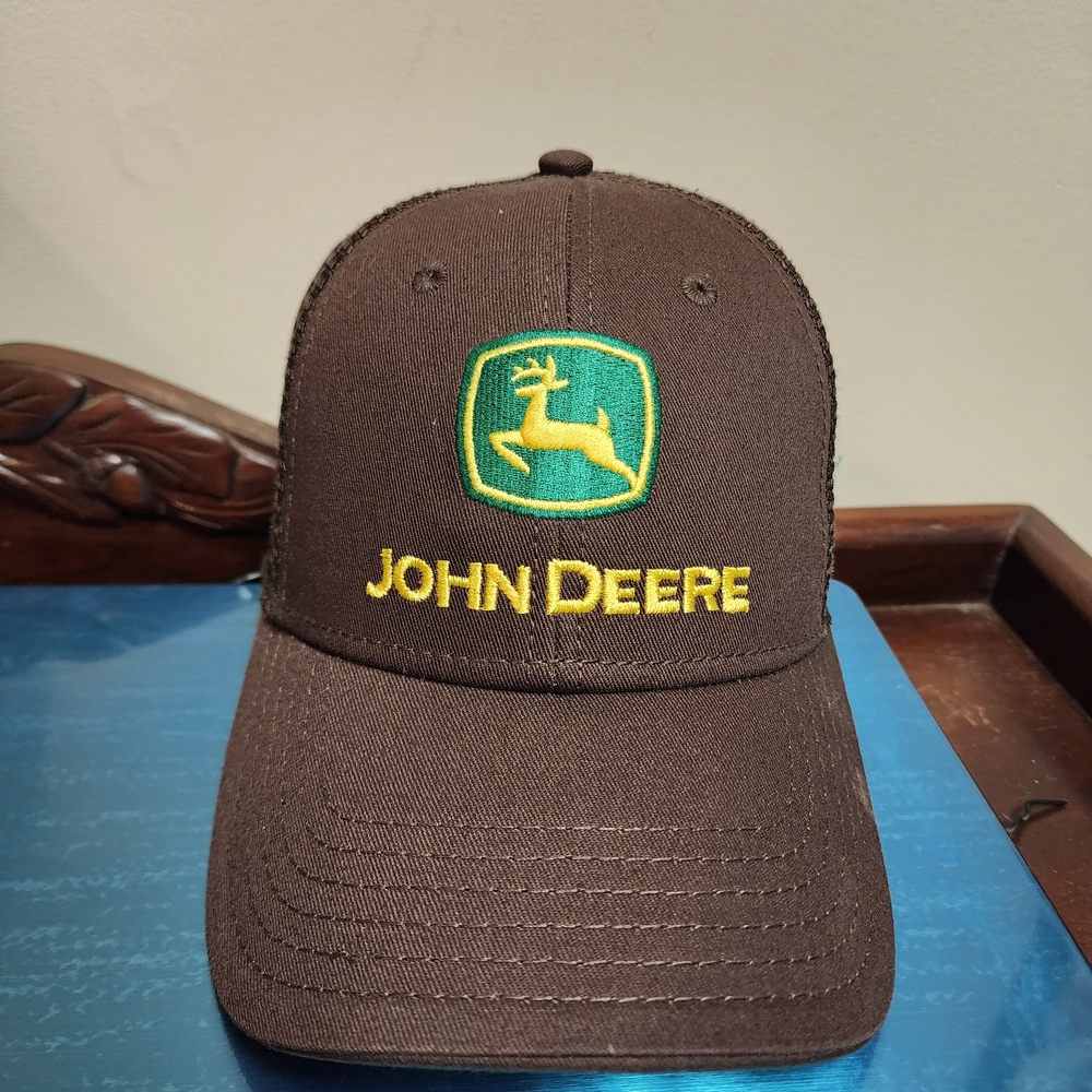 John Deere Dark Brown Hat with Green Logo